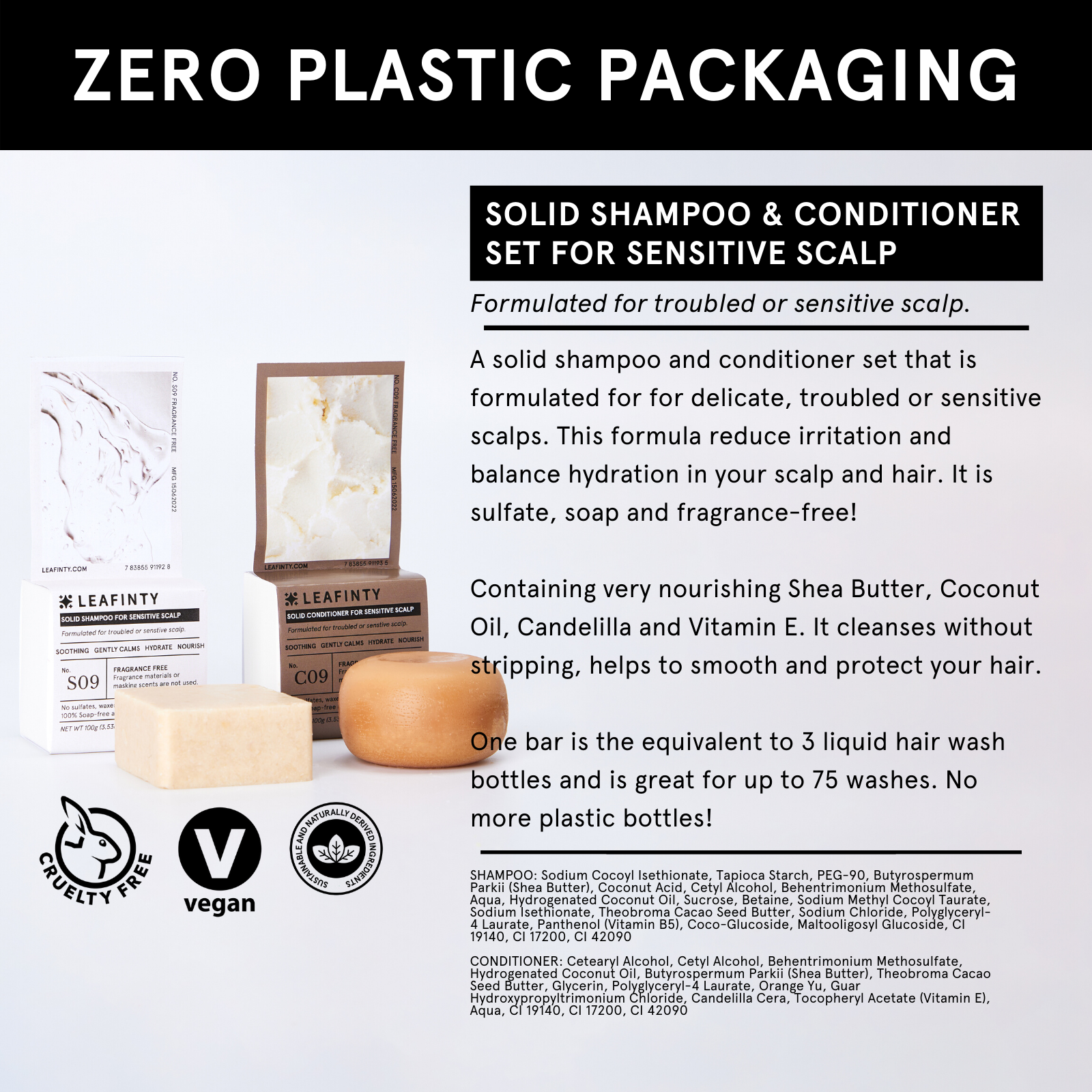 S09+C09 Solid Shampoo & Conditioner Set for Troubled or Sensitive Scalp