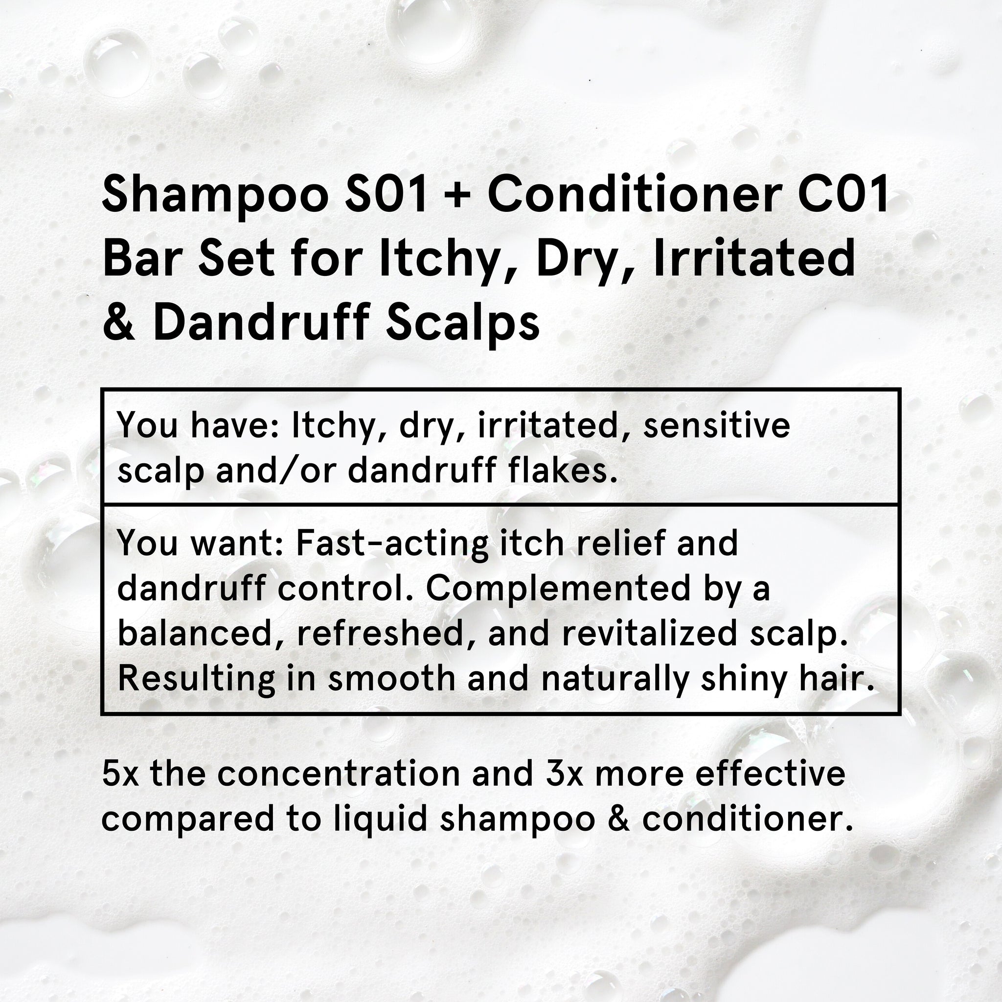S01+C01 Solid Shampoo & Conditioner Set for Itchy, Dry & Dandruff Scalp Hair