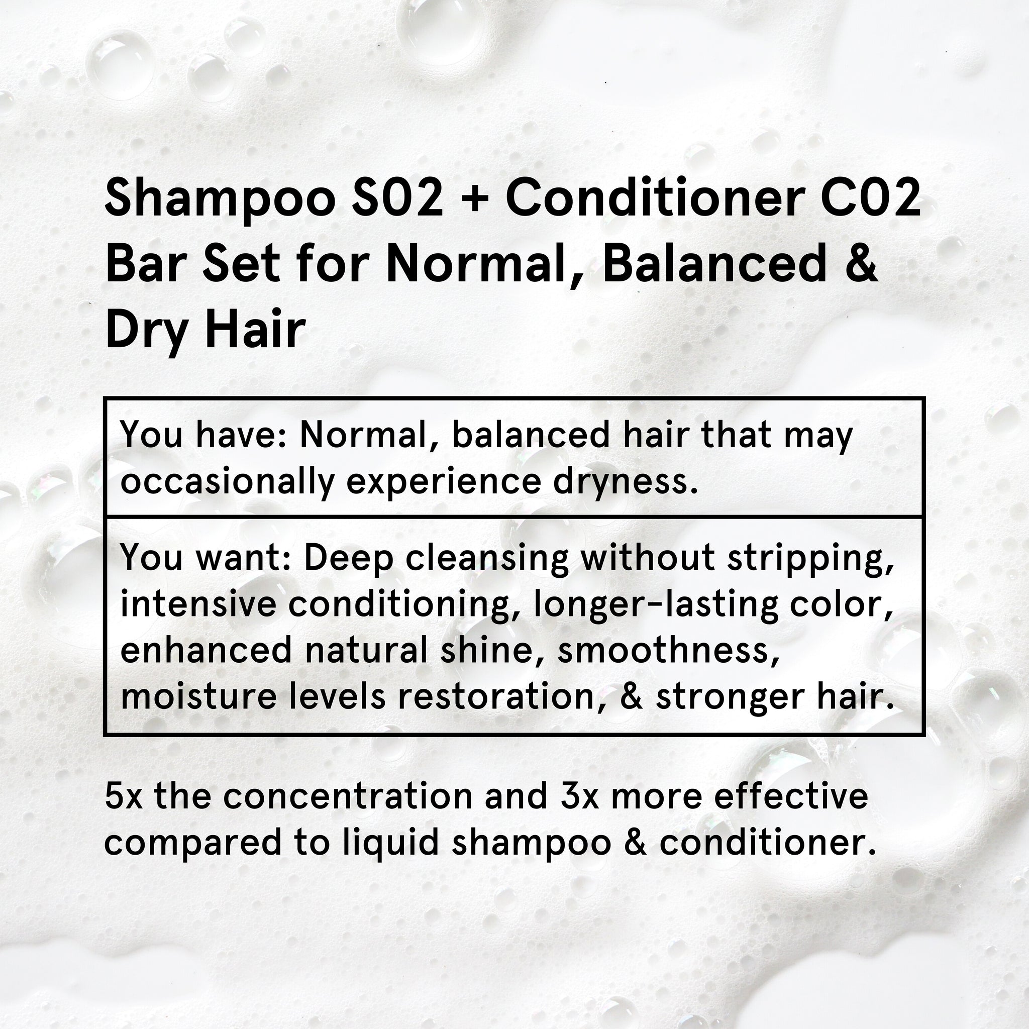 S02+C02 Solid Shampoo & Conditioner Set for Normal, Balanced & Dry Hair