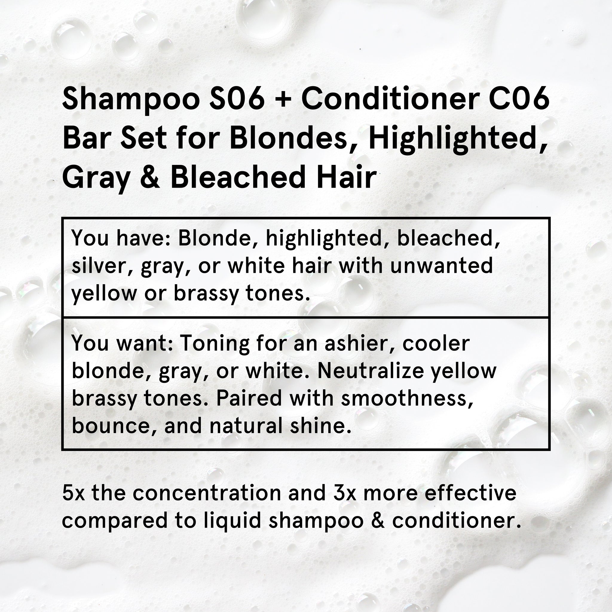 S06+C06 Solid Shampoo & Conditioner Set for Blondes, Silver & Bleached Hair