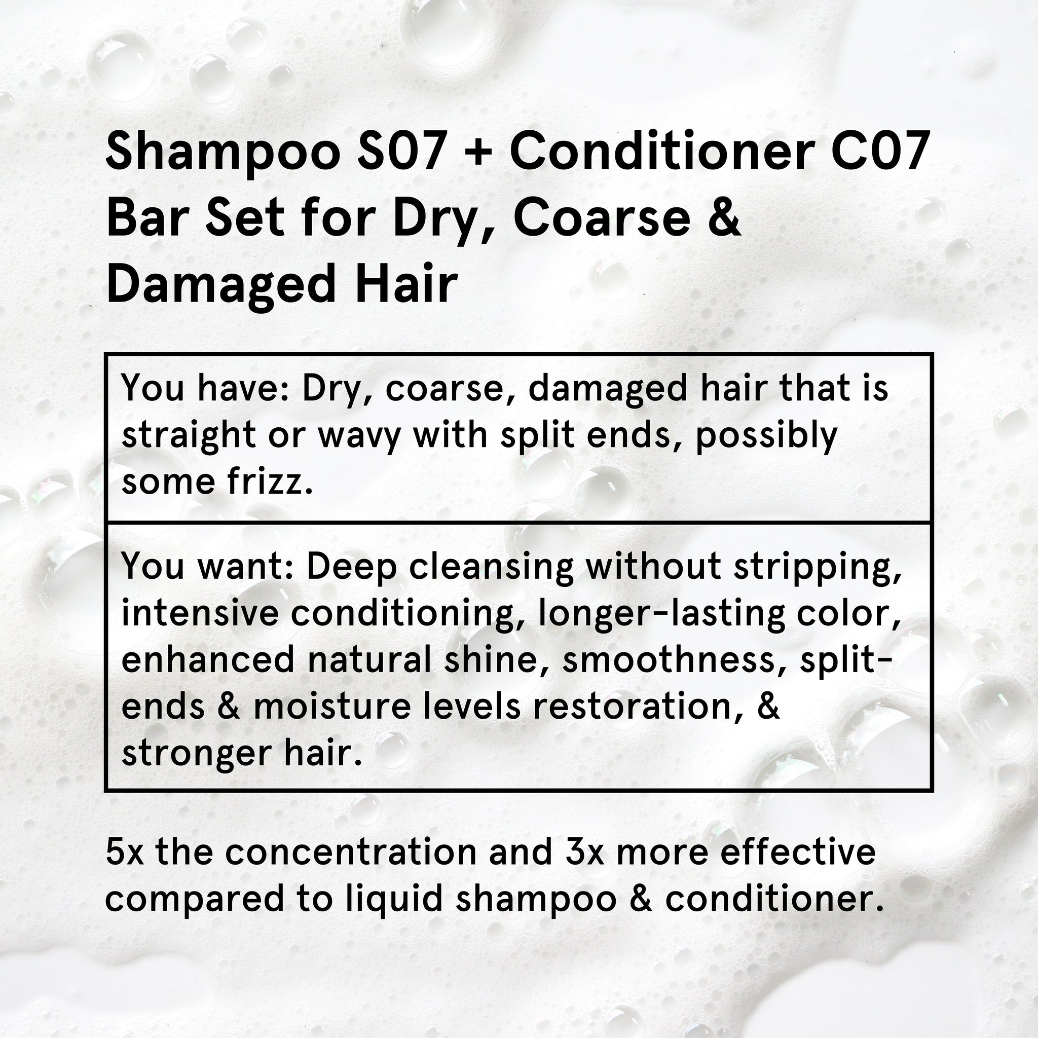 S07+C07 Solid Shampoo Bar & Conditioner Bar Set for Dry, Coarse & Damaged Hair