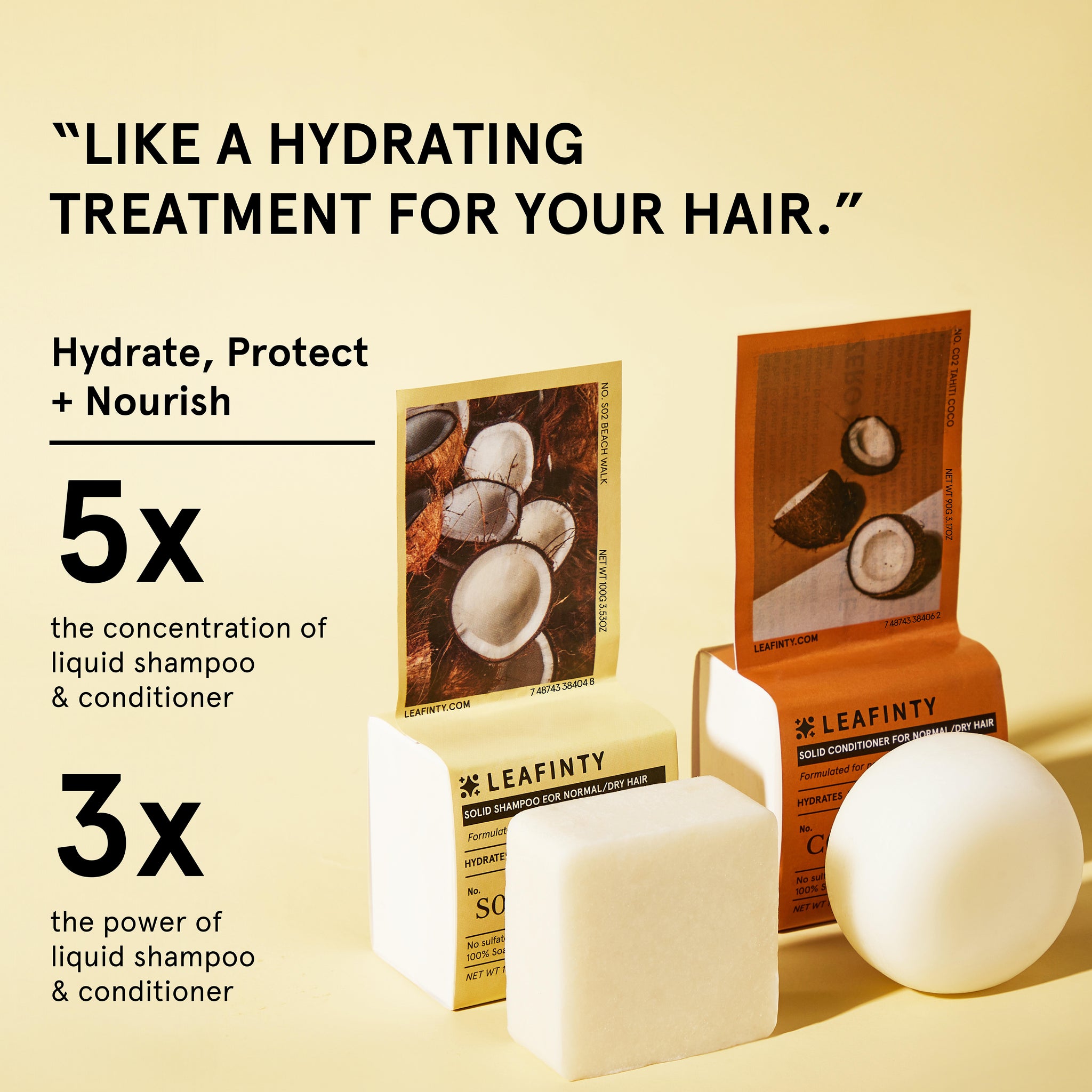 S02+C02 Solid Shampoo & Conditioner Set for Normal, Balanced & Dry Hair