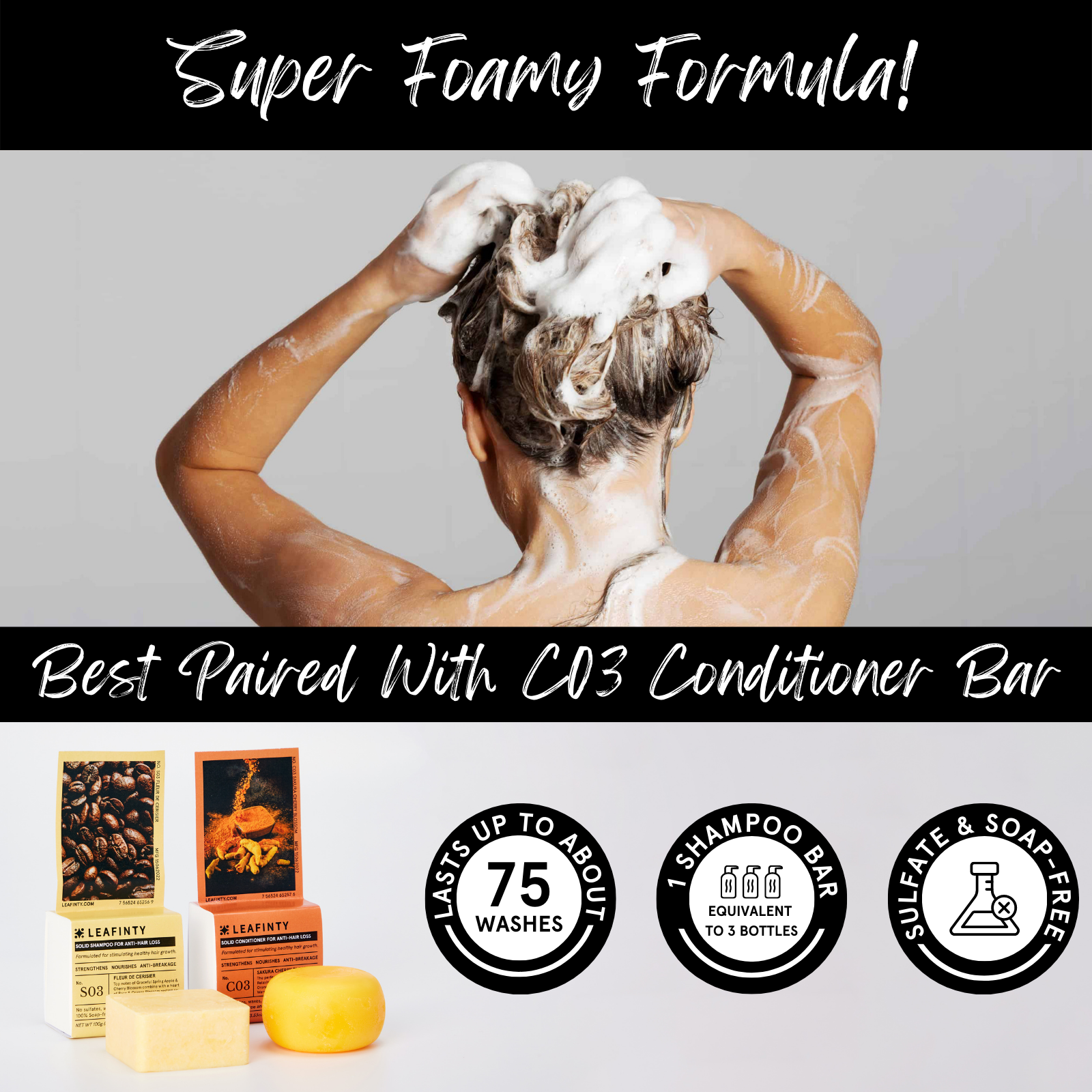 S03 Solid Shampoo Bar for Stimulating Hair Growth & Healthier Hair